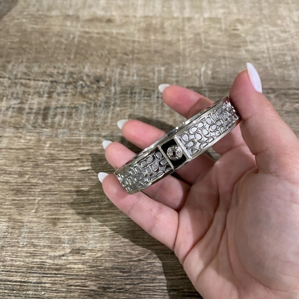 Thick Silver Coach Bangle - image 4